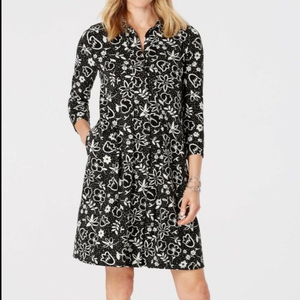 J.Jill Floral-Print Knit Shirt Dress